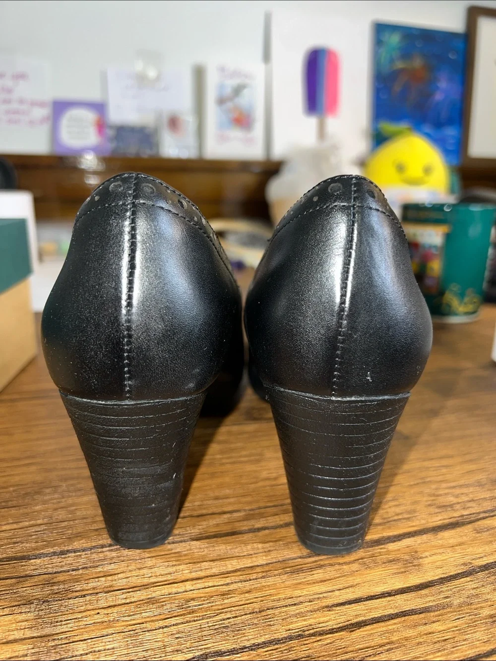 Clarks Women's Leather Black Mary Jane Heels- 8.5